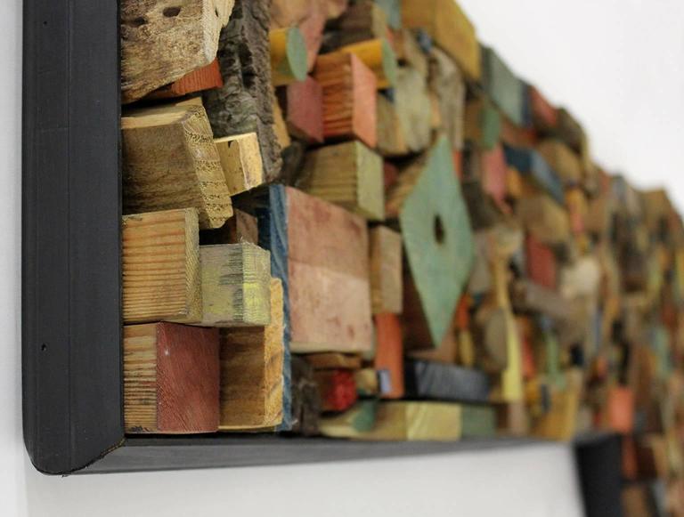 Large Painted Wood Abstract Wall Sculpture Construction at 1stDibs