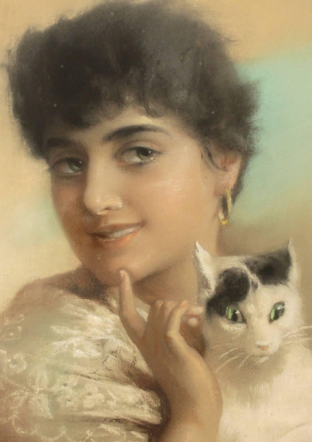 lady with cat painting