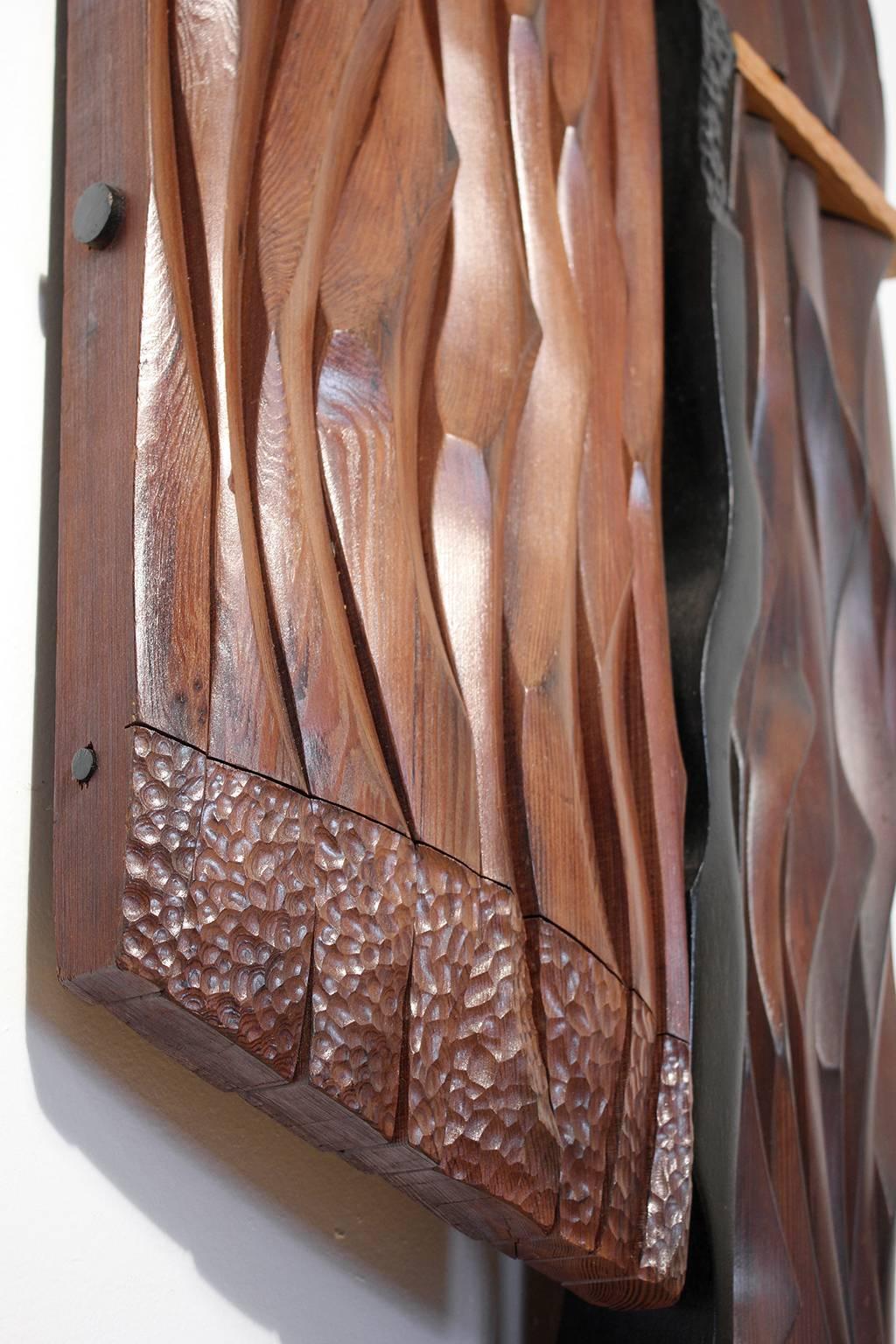 Mid-Century Modern 1960s Abstract Carved Wood Wall Sculpture