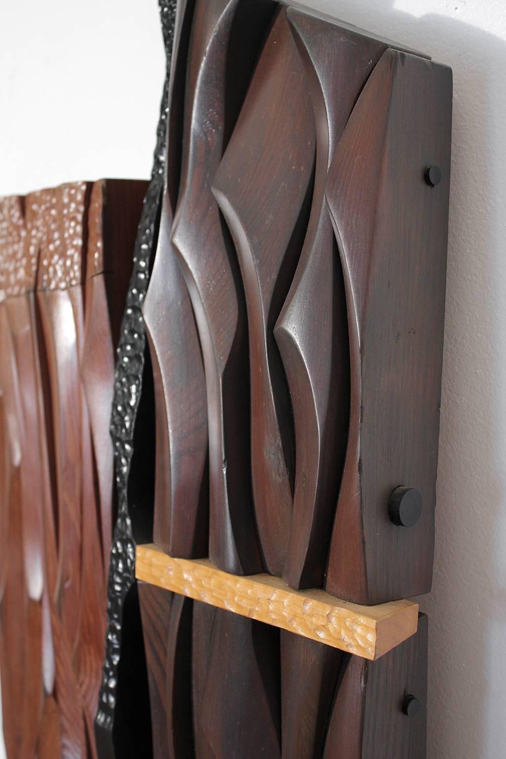 American 1960s Abstract Carved Wood Wall Sculpture
