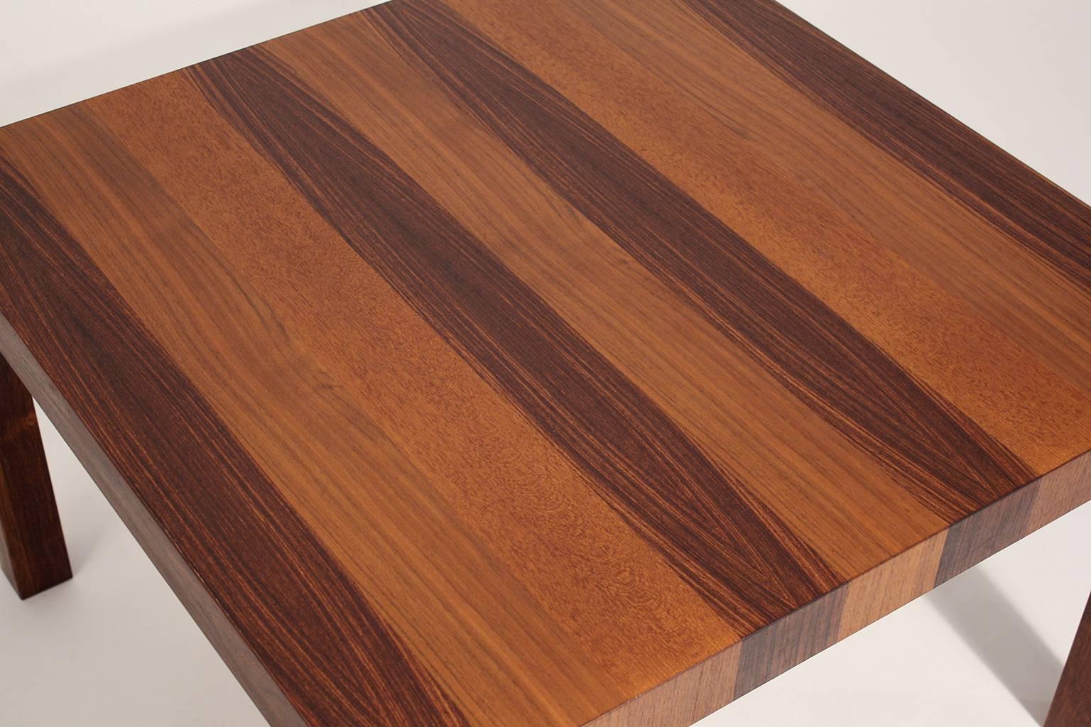 Late 20th Century Dyrlund Danish Exotic Wood Parquetry Top Square Table, circa 1970s