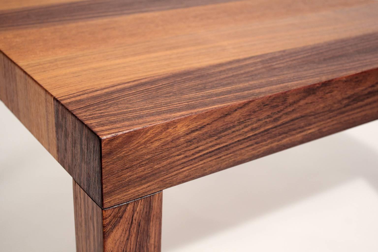 Dyrlund Danish Exotic Wood Parquetry Top Square Table, circa 1970s 1