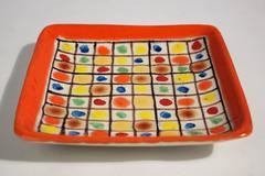 Guido Gambone Ceramic Italian Modernist Abstract Polychrome Pottery Tray Plate