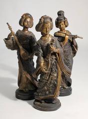 Set von drei japanischen Geisha-Mädchen, Kaltmalerei-Kunstskulpturen, Figuren