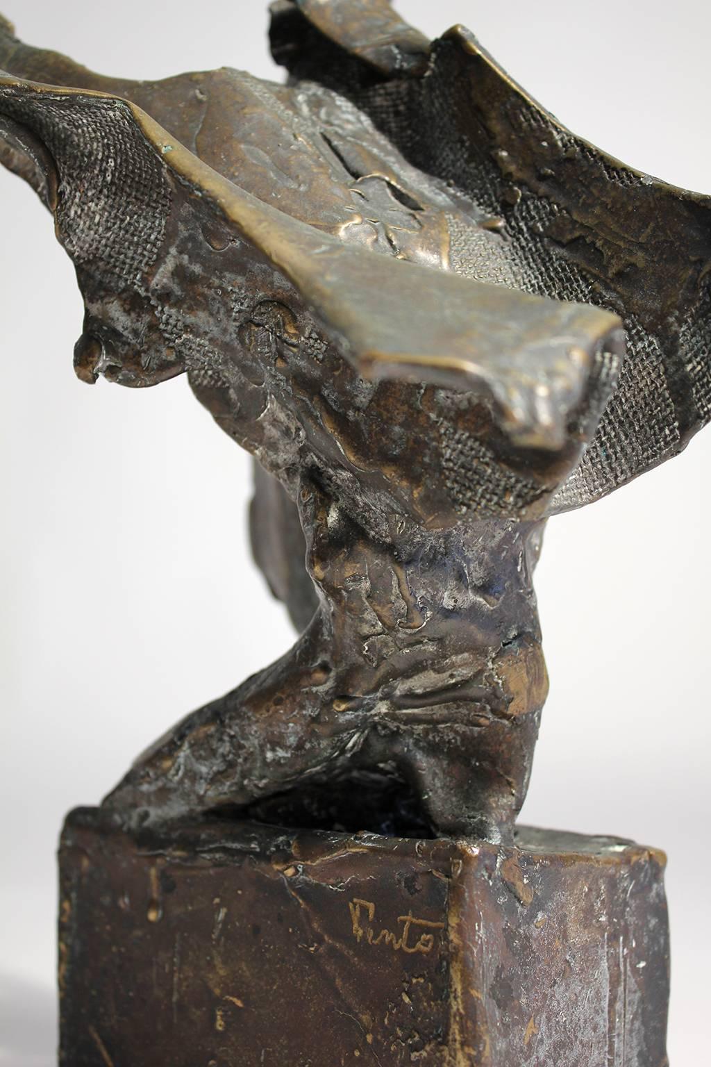 Mexican Listed Artist James Pinto Abstract Bronze Sculpture, circa 1960s For Sale 1