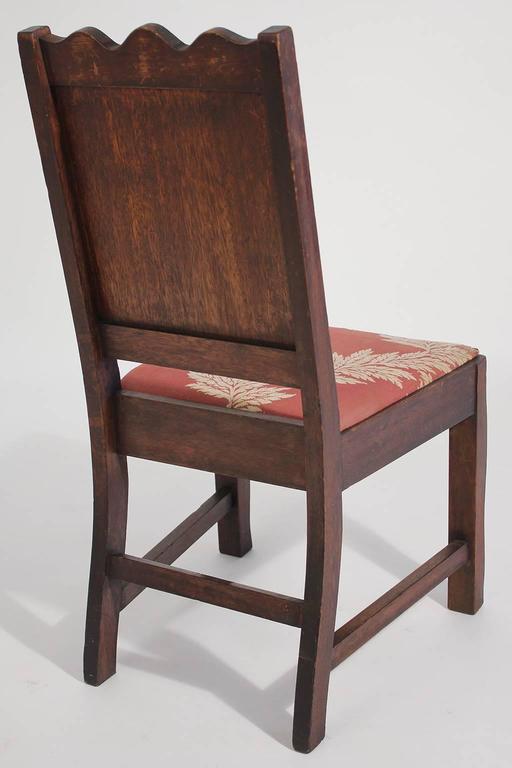 Antique Oak Arts and Crafts Hand Painted Monterey Mission Accent Chair