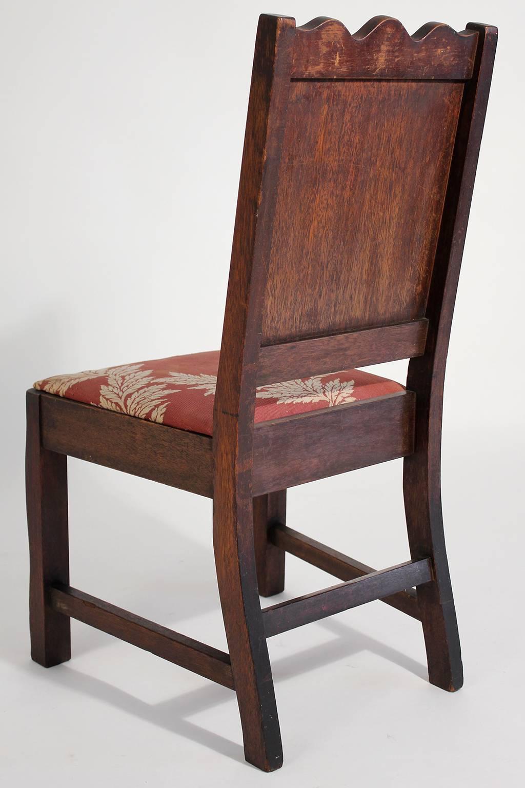 20th Century Antique Oak Arts & Crafts Hand Painted Monterey Mission Accent Chair from Church