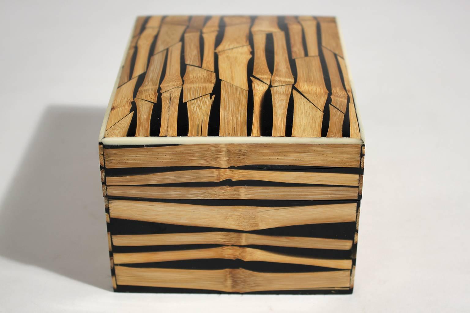 Late 20th Century 1990s R & Y Augousti Bamboo Lidded Box Signed, Paris