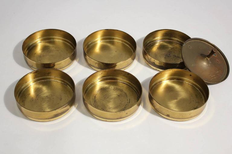 Rare Set of Brass Drink Cocktail Coasters by Tommi Parzinger for Dorlyn 2