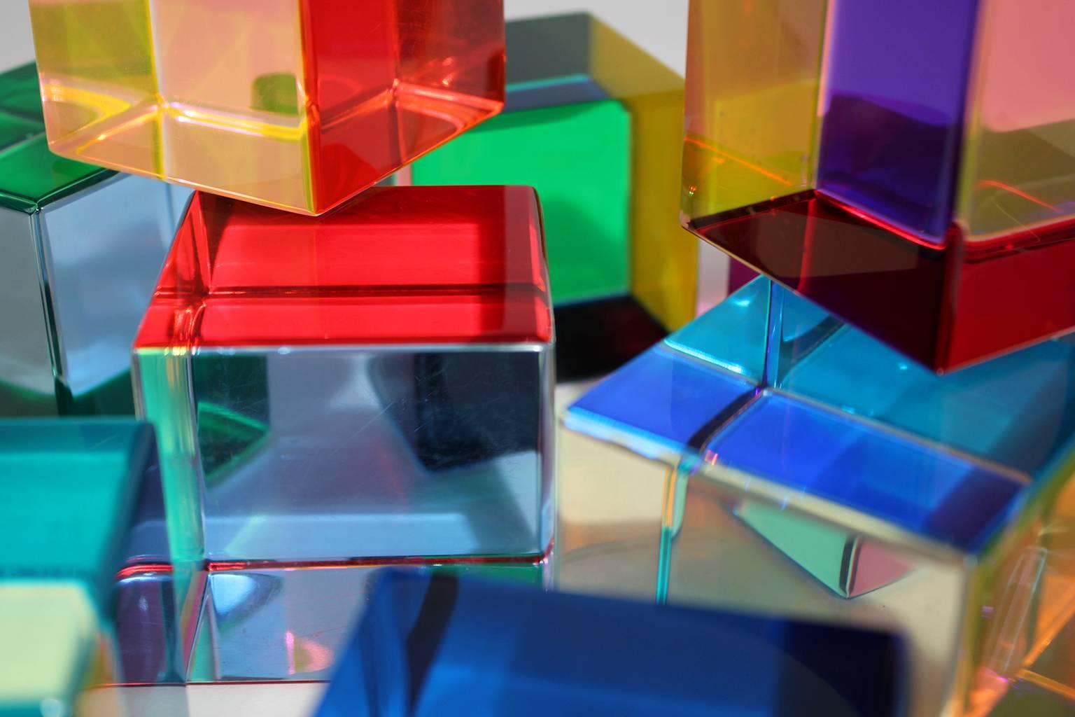 1990 Vasa Mihich Collection of Ten Acrylic Sculpture Cubes Edition of 50 1