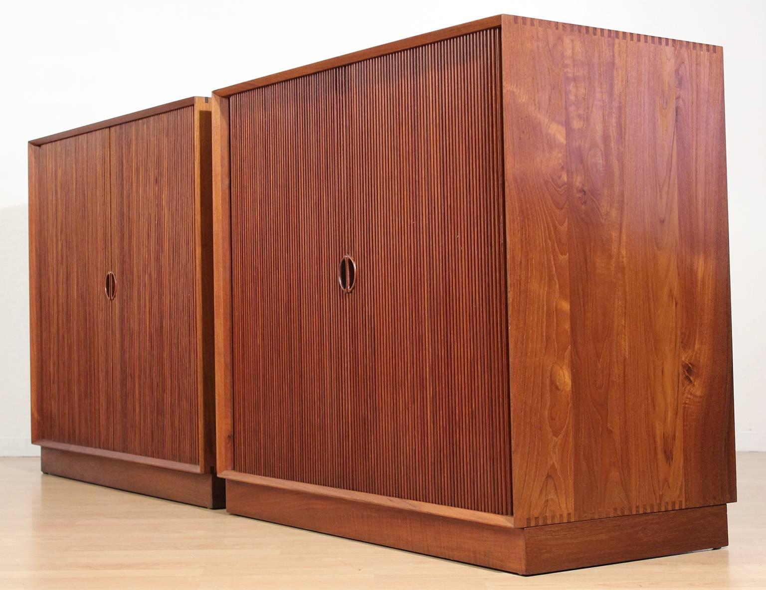 Pair of Teak Tambour Chests Buffets by Peter Hvidt & Orla Mølgaard Nielsen In Excellent Condition In San Diego, CA