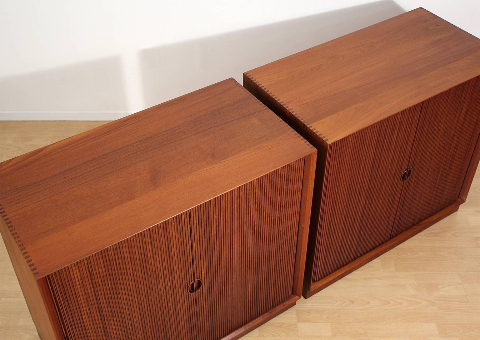 Pair of Teak Tambour Chests Buffets by Peter Hvidt & Orla Mølgaard Nielsen 2