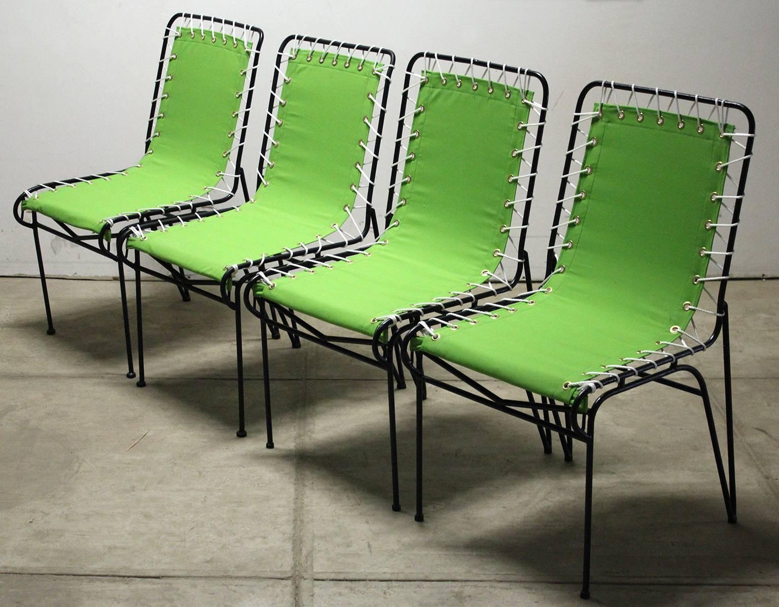 Ensemble de quatre chaises d'extérieur à assise en roseau Pipsan Saarinen Swanson pour Ficks Reed Excellent état - En vente à San Diego, CA