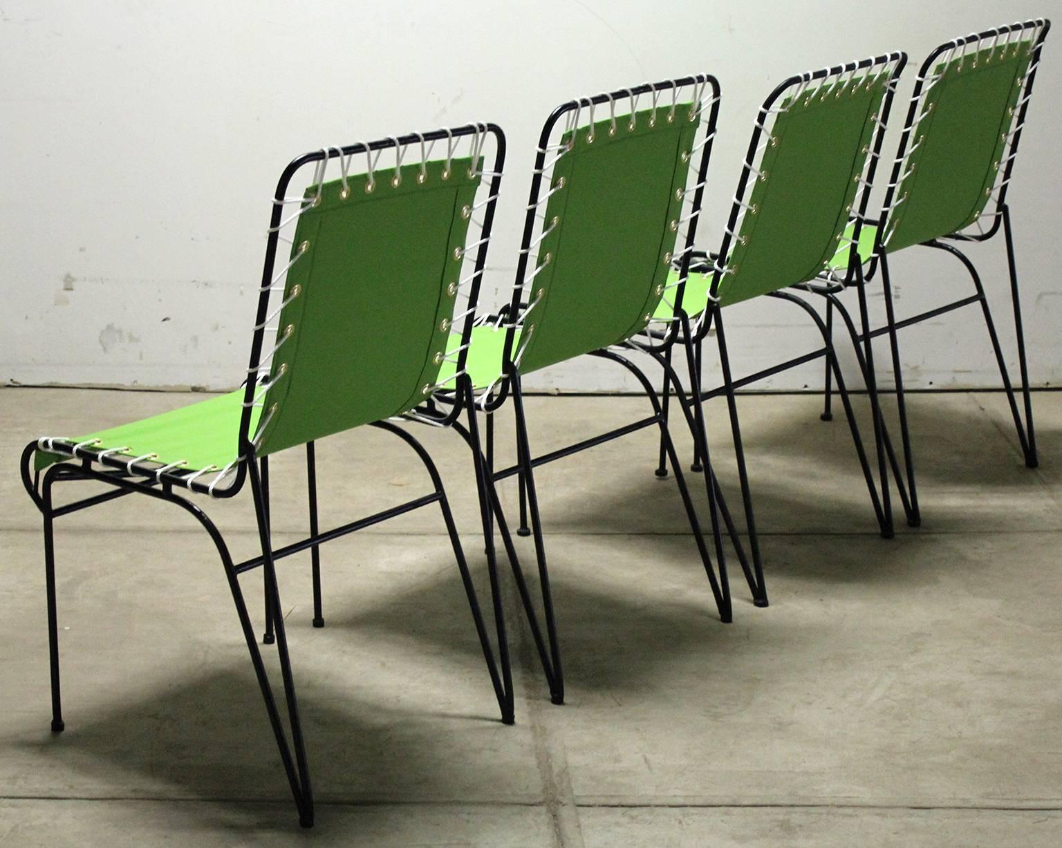 Ensemble de quatre chaises d'extérieur à assise en roseau Pipsan Saarinen Swanson pour Ficks Reed en vente 1