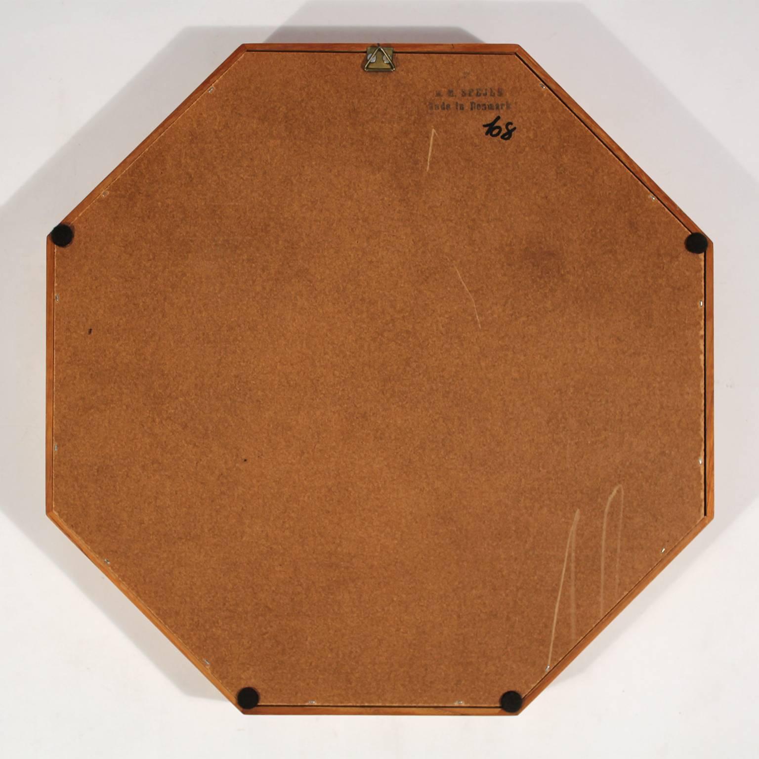 Modernist Danish Teak Octagon Mirror by M.M. Spejle 1