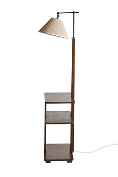Scandinavian Art Deco Floor Lamp with Integrated Three-Tier Table, 1920s-1940s