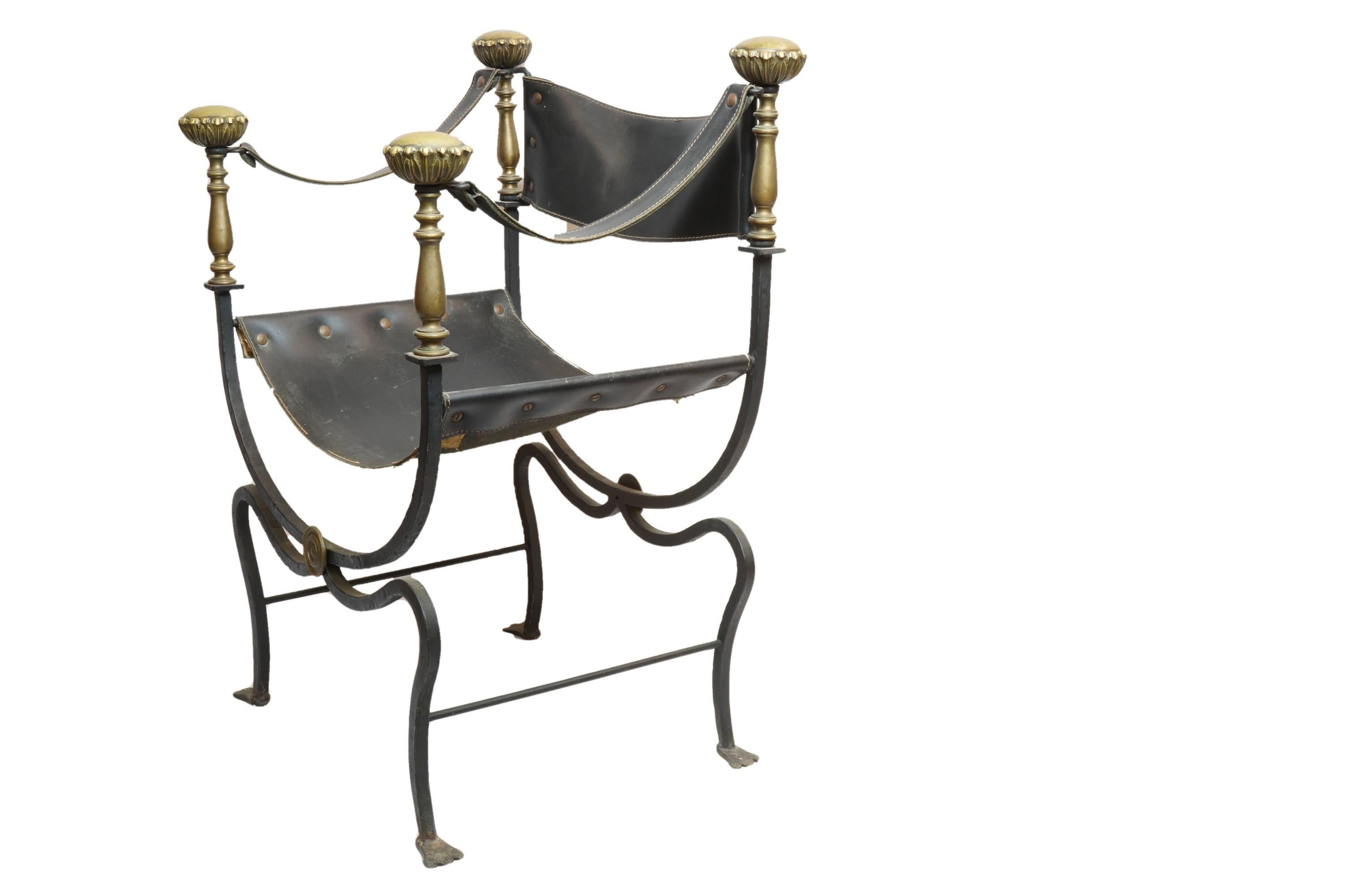 European 19th Century Leather Campaign Chairs