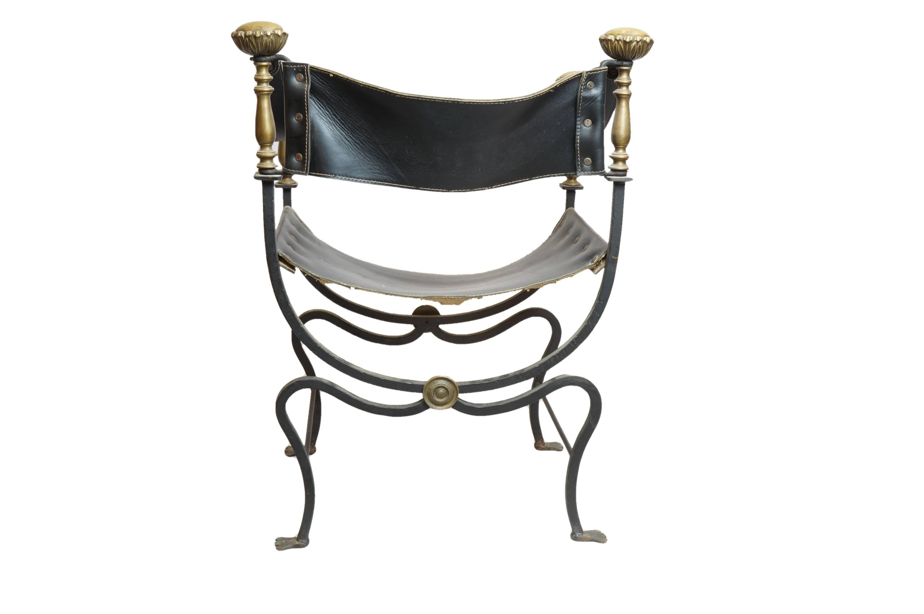 Bronze 19th Century Leather Campaign Chairs