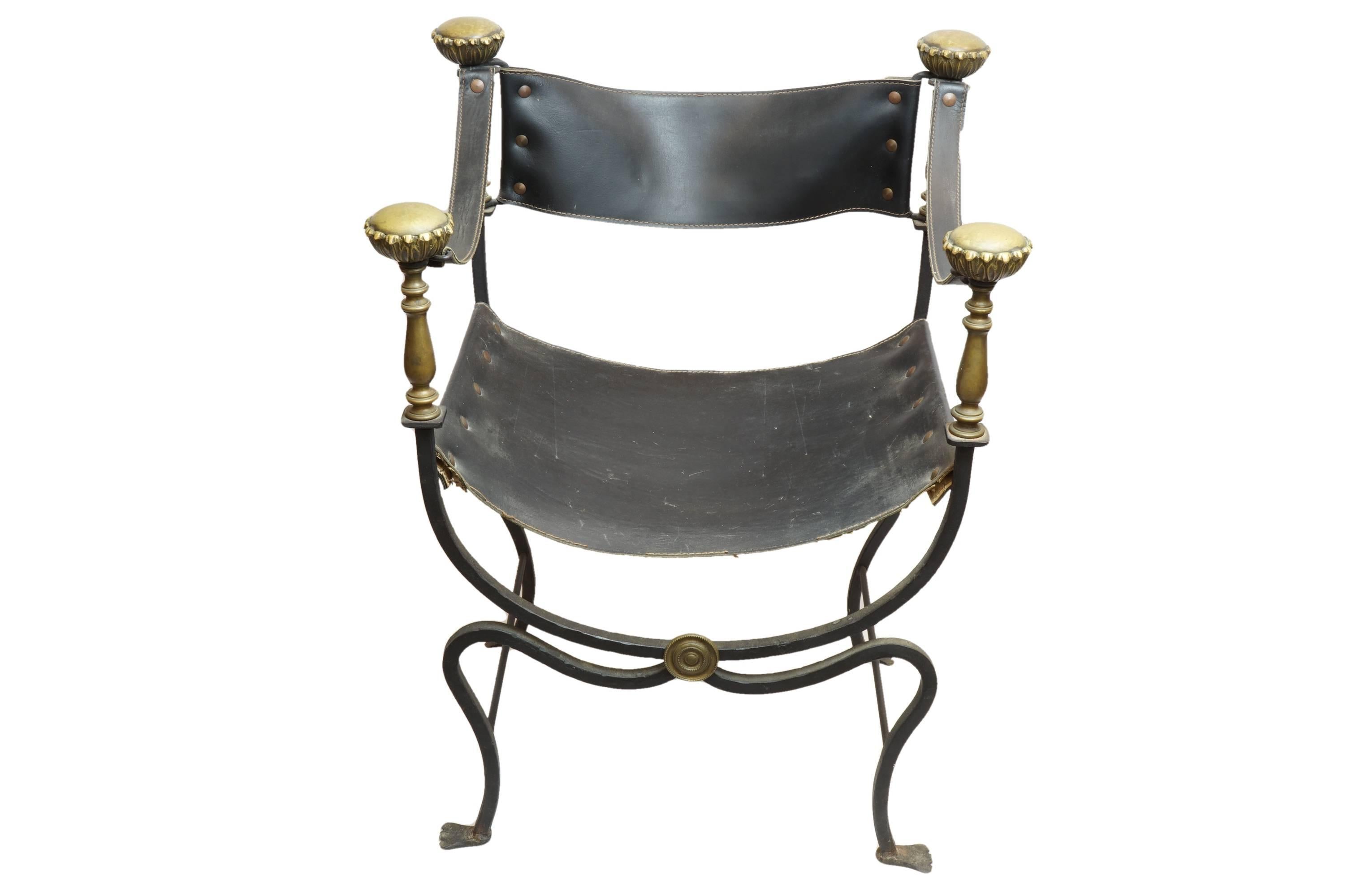19th Century Leather Campaign Chairs 1