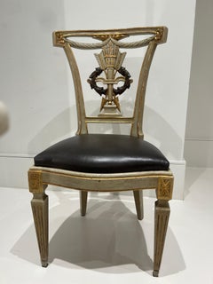 Set of 6 Italian Arrow Back Dining Chairs, 19th Century