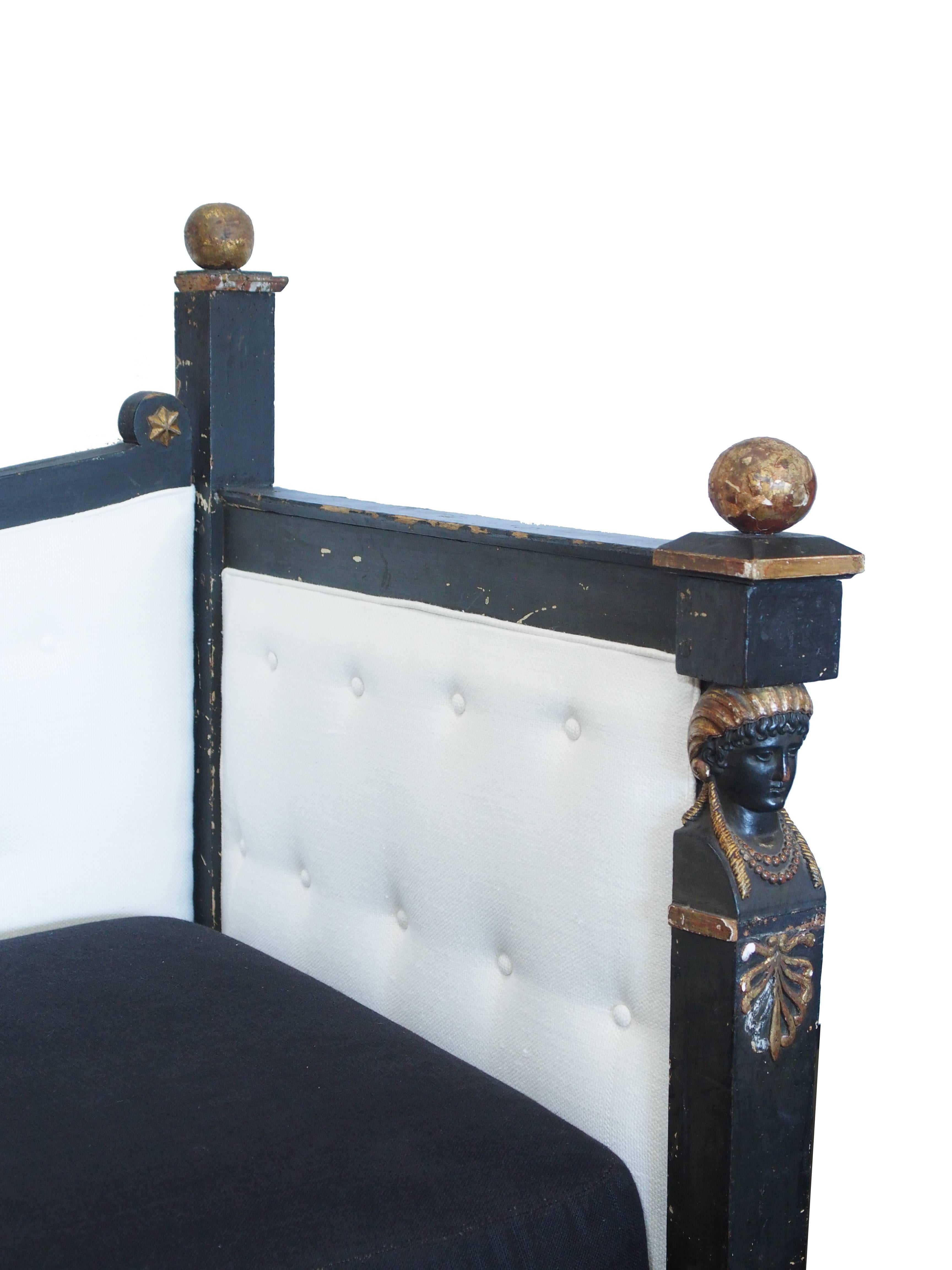 19th Century Italian Noir Empire Banquette 1