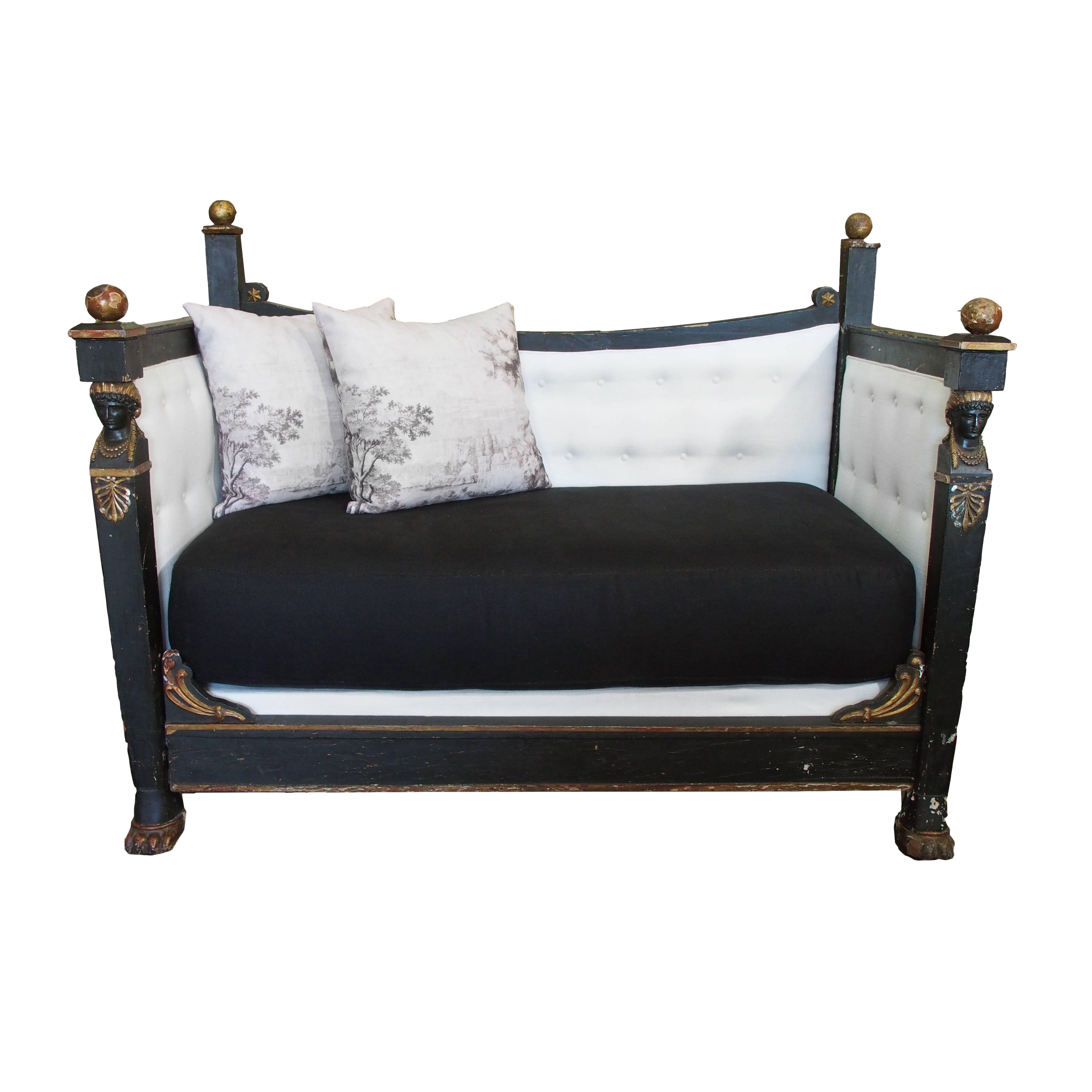 19th Century Italian Noir Empire Banquette In Good Condition In New Orleans, LA