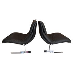 Pair of Saporiti Chairs with Dark Brown Leather