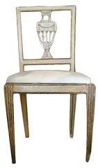 18th Century Italian Set of Six Water Gilded Urn Back Chairs