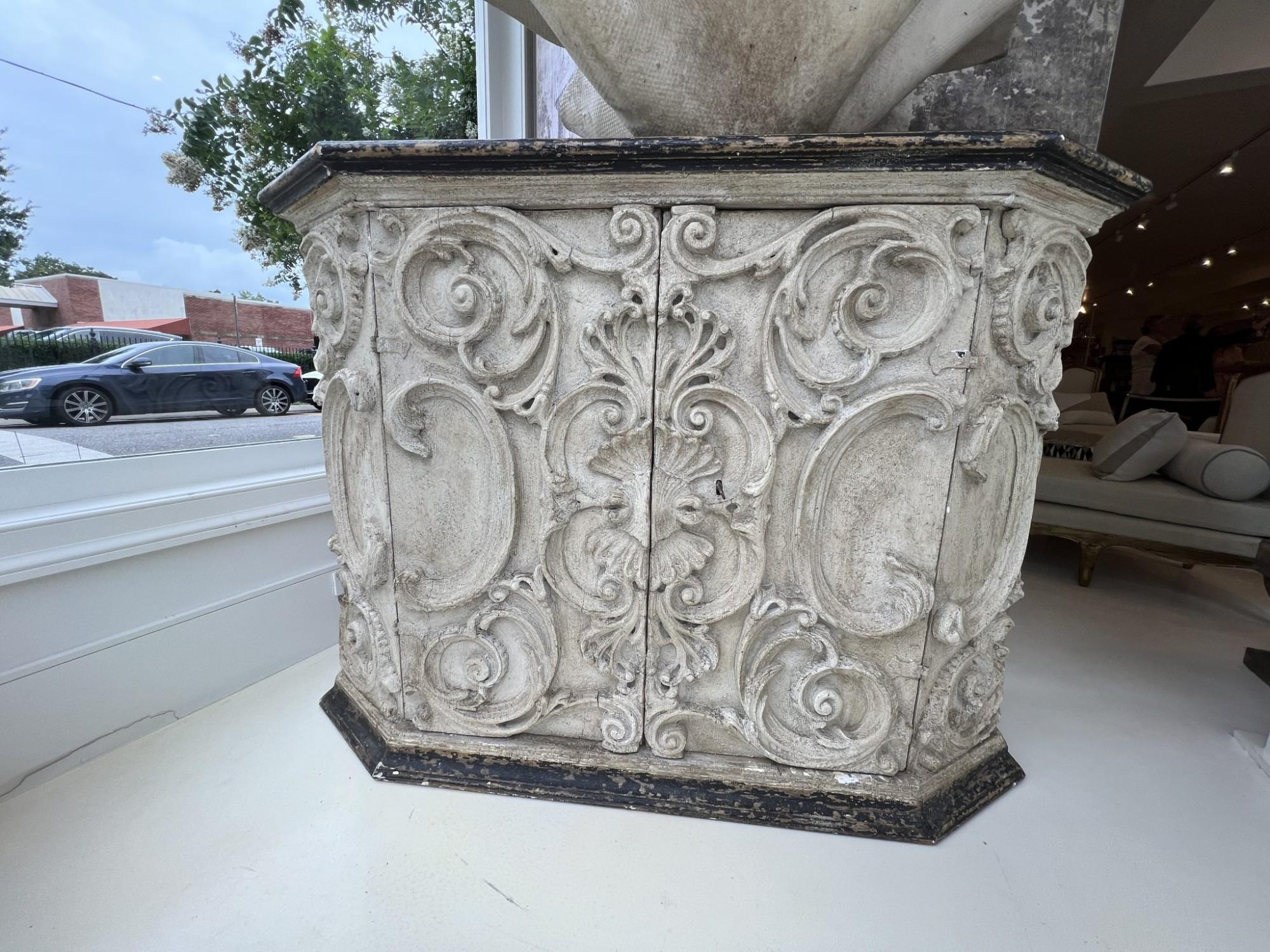 European Mid-Century Sculpted and Painted Buffet 1