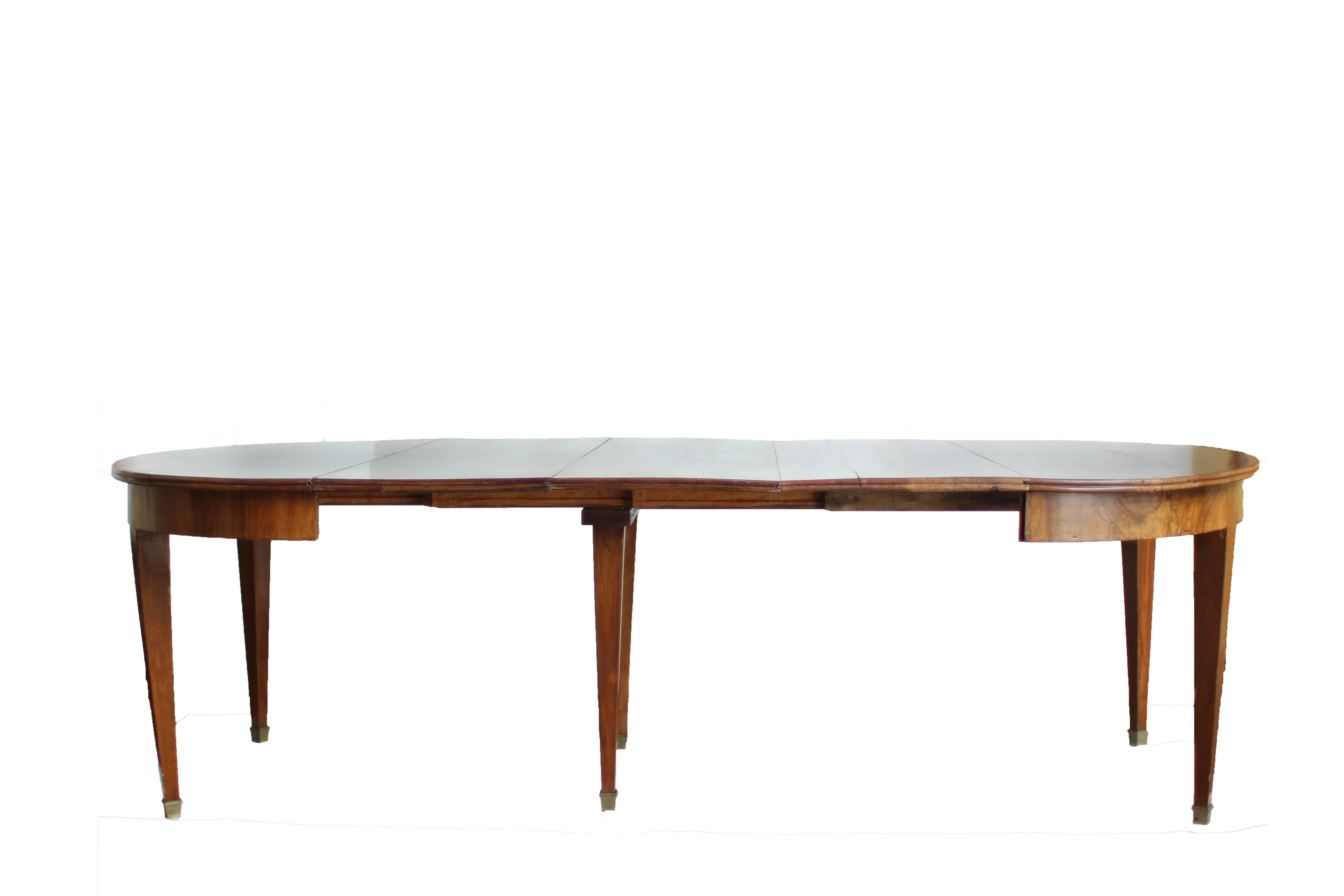 Tara Shaw Antiques - Extraordinary sized 8-foot-long French walnut extending dining table with three removable leaves. The table can extend and accept two additional leaves for a total length of 124.5
