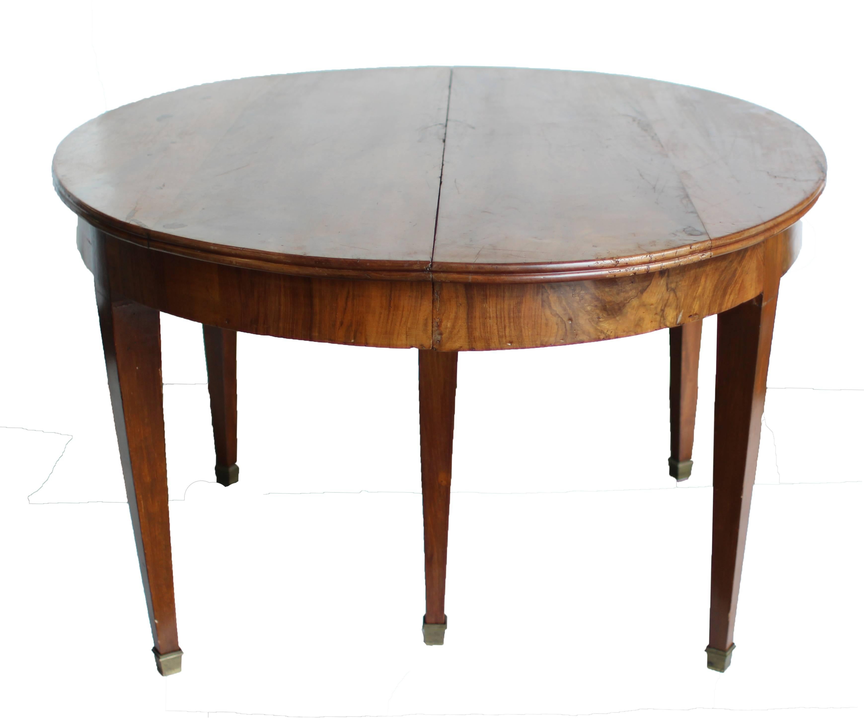 19c Directoire Walnut Dining Table w/ Three Leaves 1