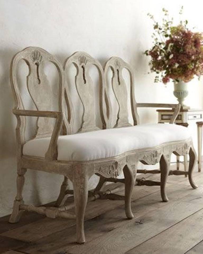 Contemporary Swedish Rococo Bench