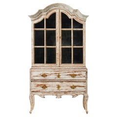 18th Century Swedish Rococo Cabinet with Glass in Doors from Stockholm