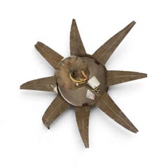 Vintage Spanish Gilded Iron Sun Chandelier with Glass