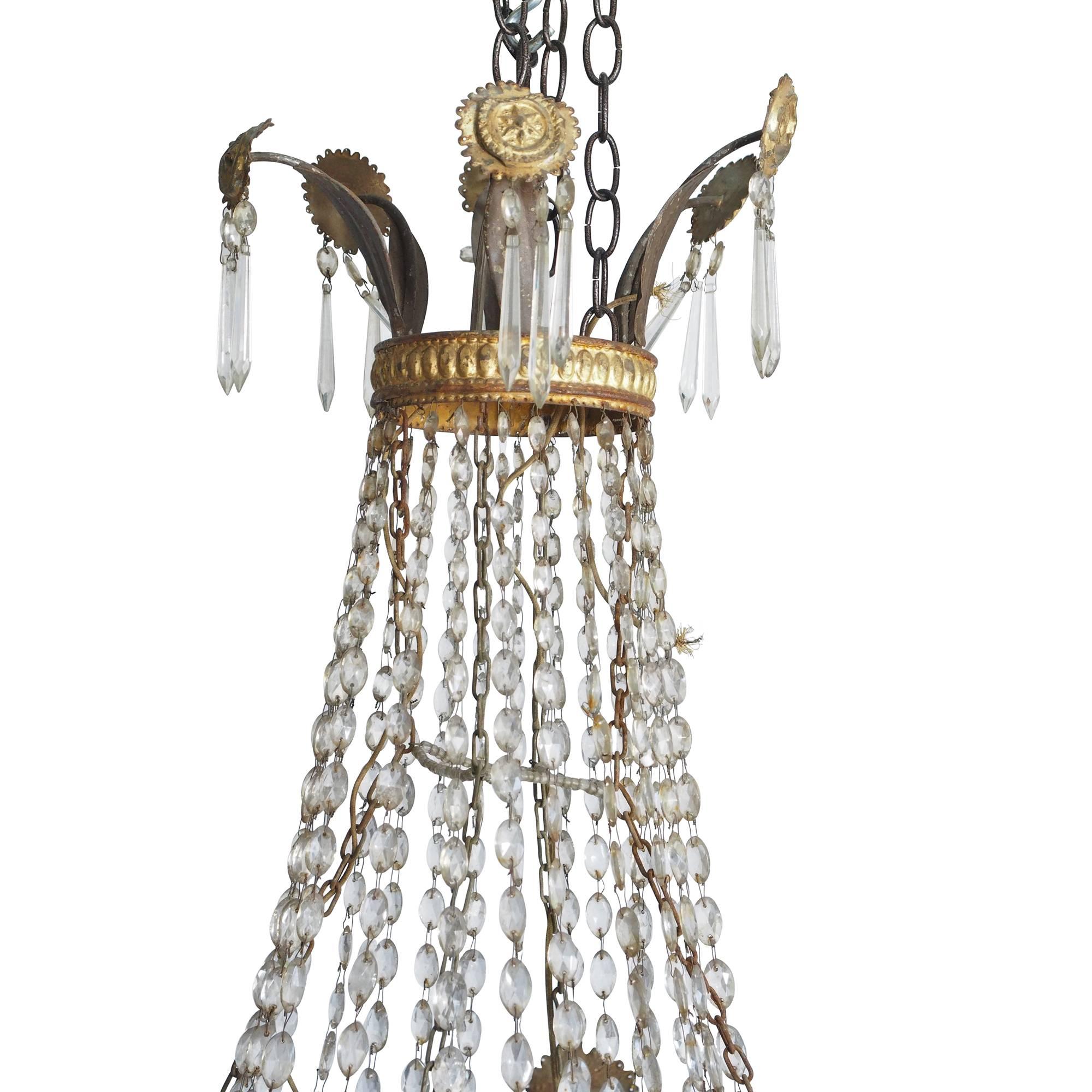 Gilt 18th Century Italian Empire Crystal Chandelier