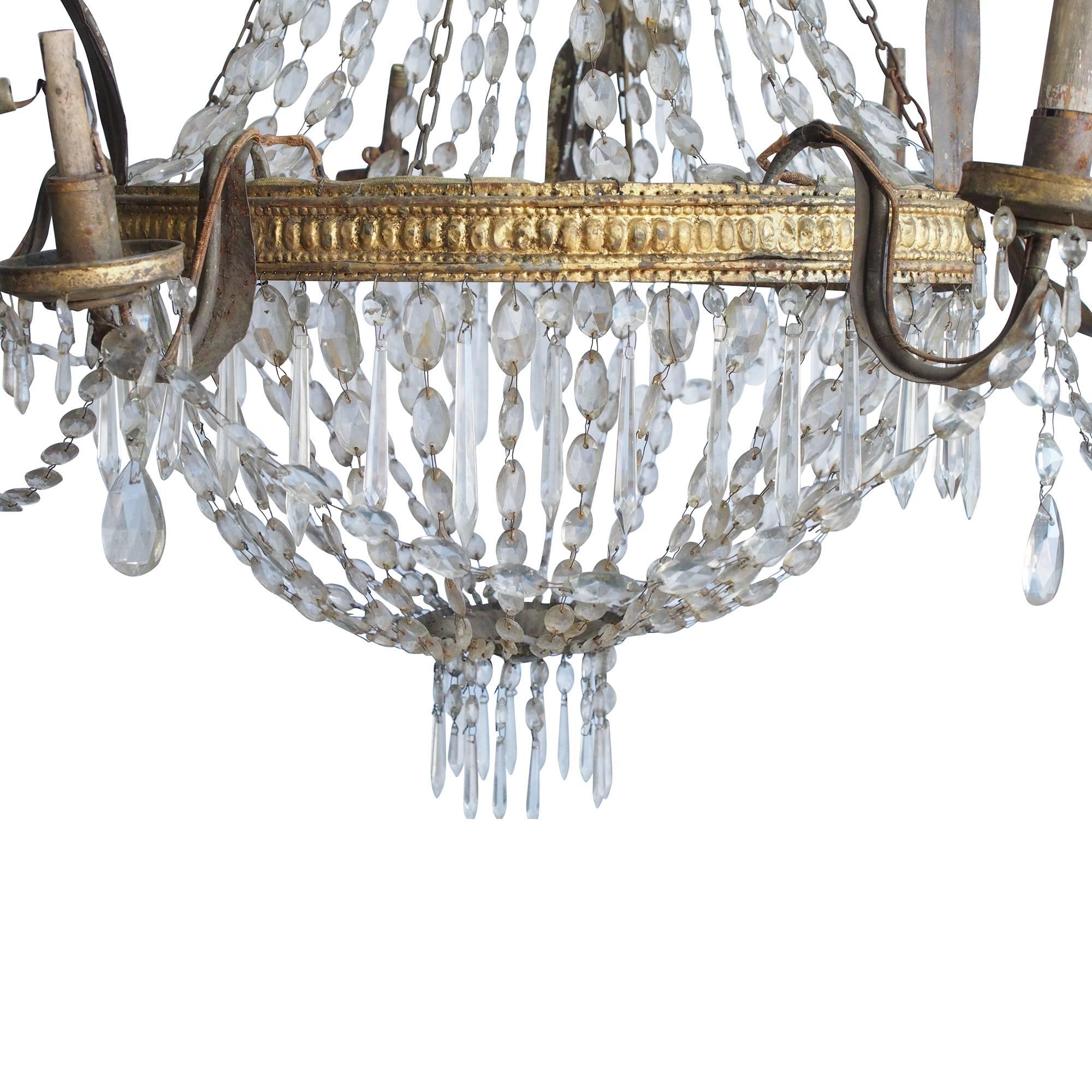 18th Century Italian Empire Crystal Chandelier In Excellent Condition In New Orleans, LA