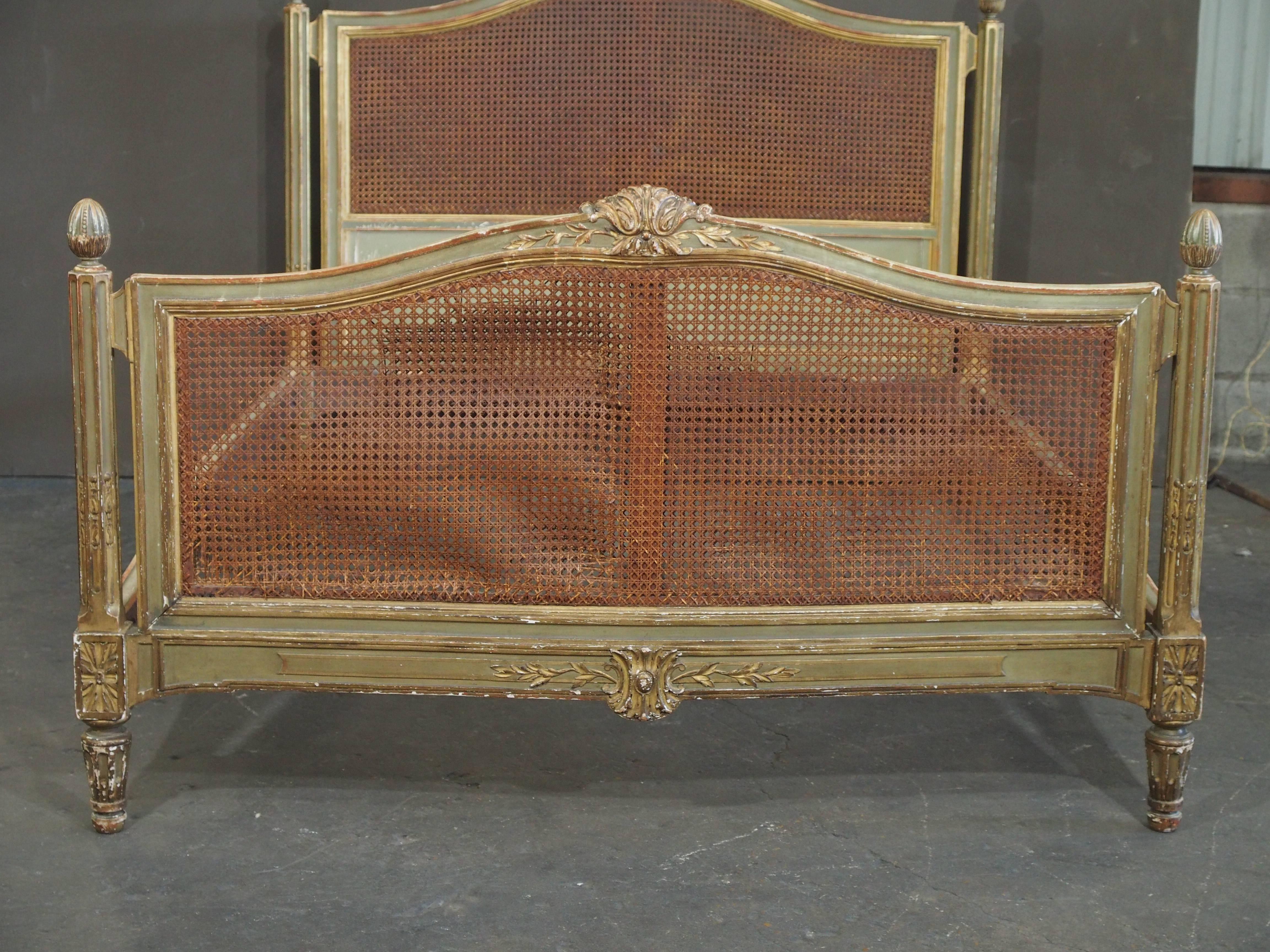 19th Century 19c Louis XVI Caned Bed in Four Pieces