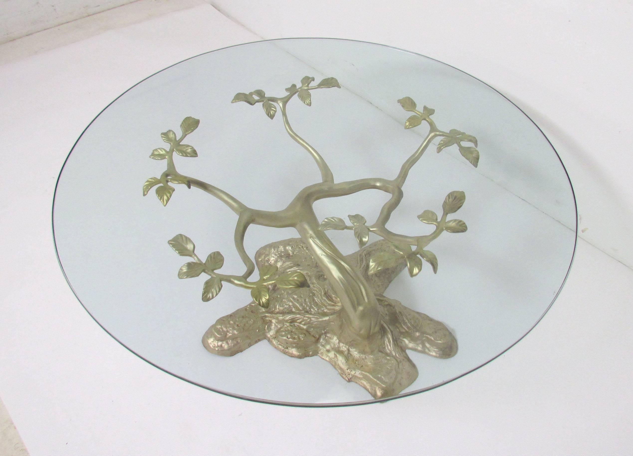 Hollywood Regency Cast Bronze Bonsai Tree Coffee Table in the Manner of Willy Daro
