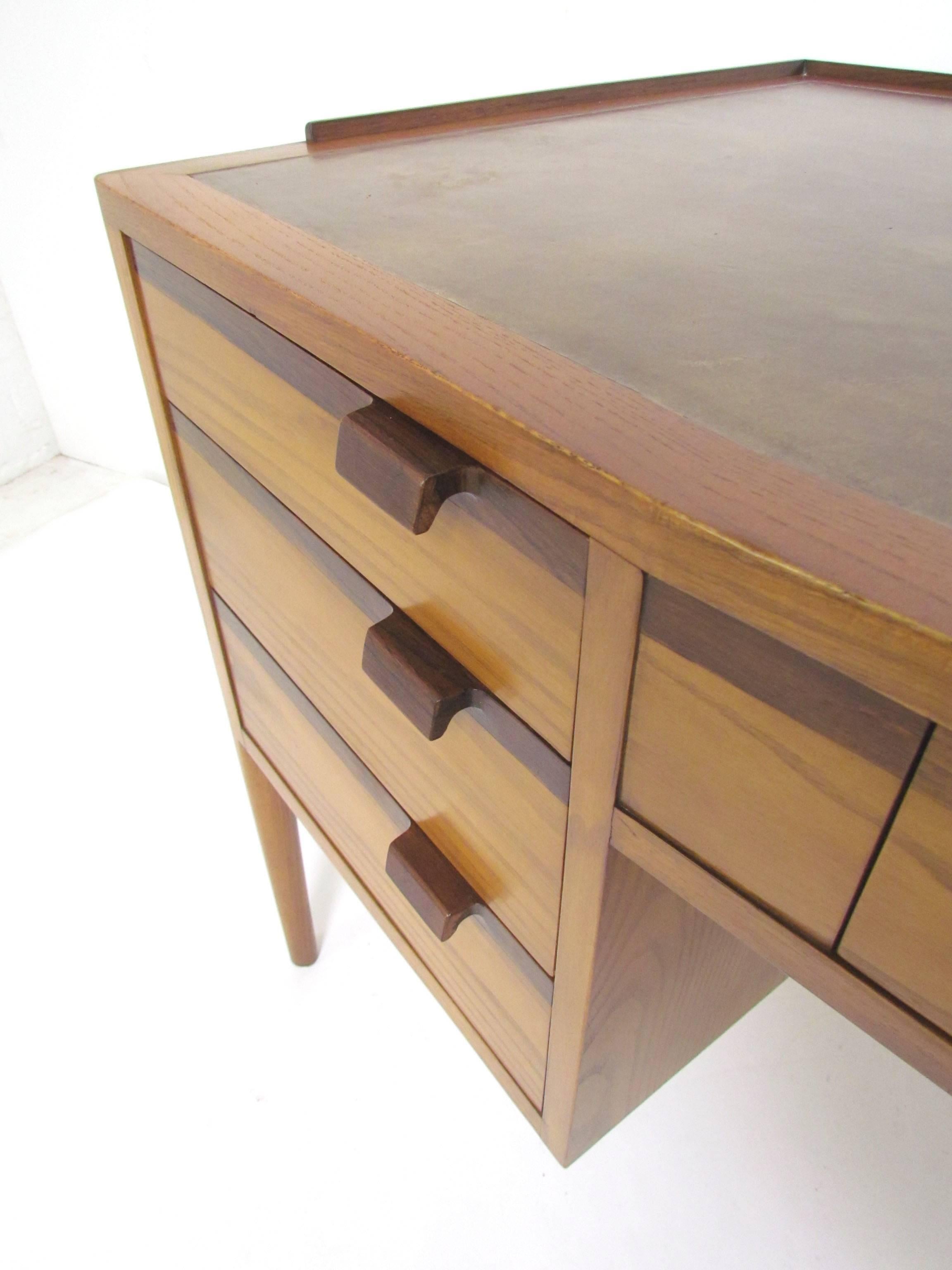 American Rosewood Desk with Leather Top by Edward Wormley for Dunbar