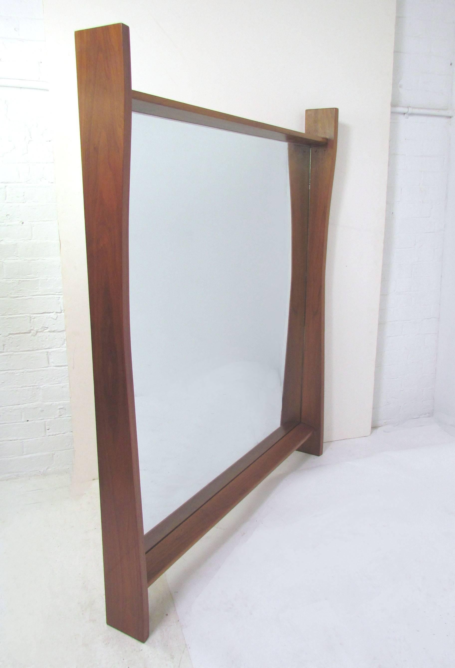 Large Sundra wall mirror in walnut by George Nakashima for Widdicomb Origins Collection, circa 1961.
 