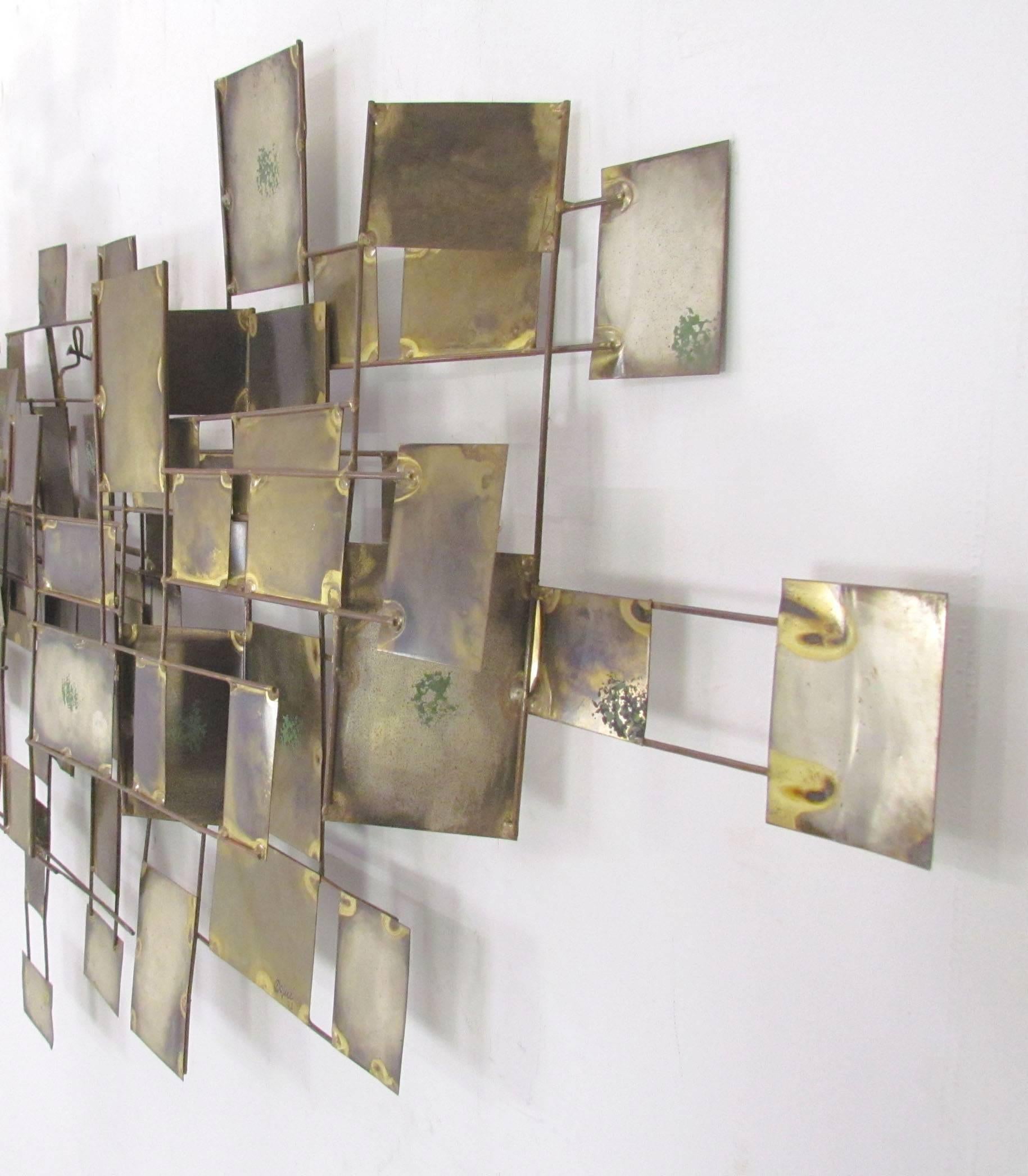 Metal Abstract Wall-Mounted Labyrinth Sculpture by Curtis Jere, dated 1972