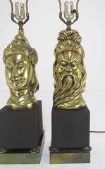 Pair of Hollywood Regency Asian Deity Table Lamps by Westwood Lamp Co.