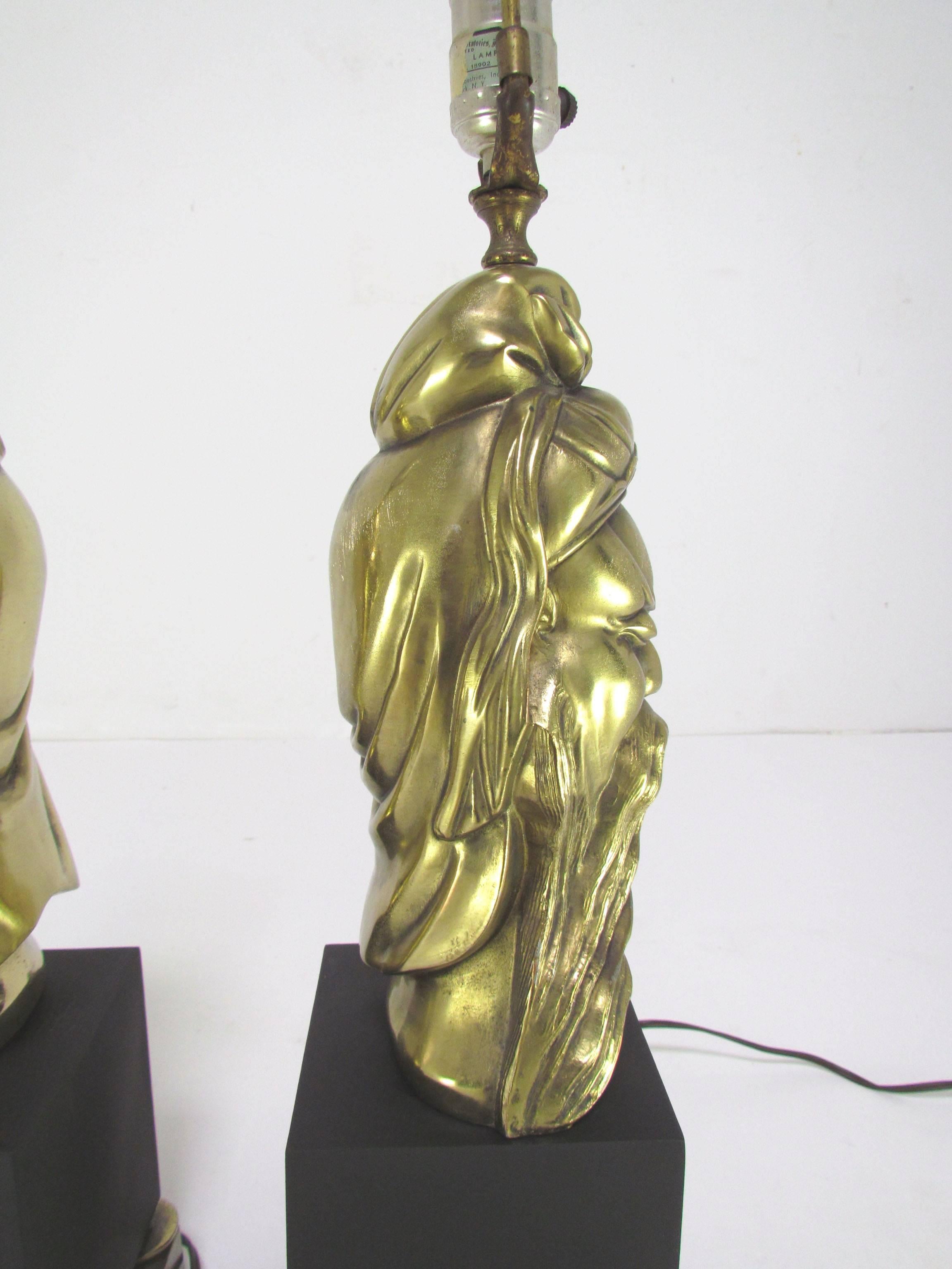 Mid-20th Century Pair of Hollywood Regency Asian Deity Table Lamps by Westwood Lamp Co.