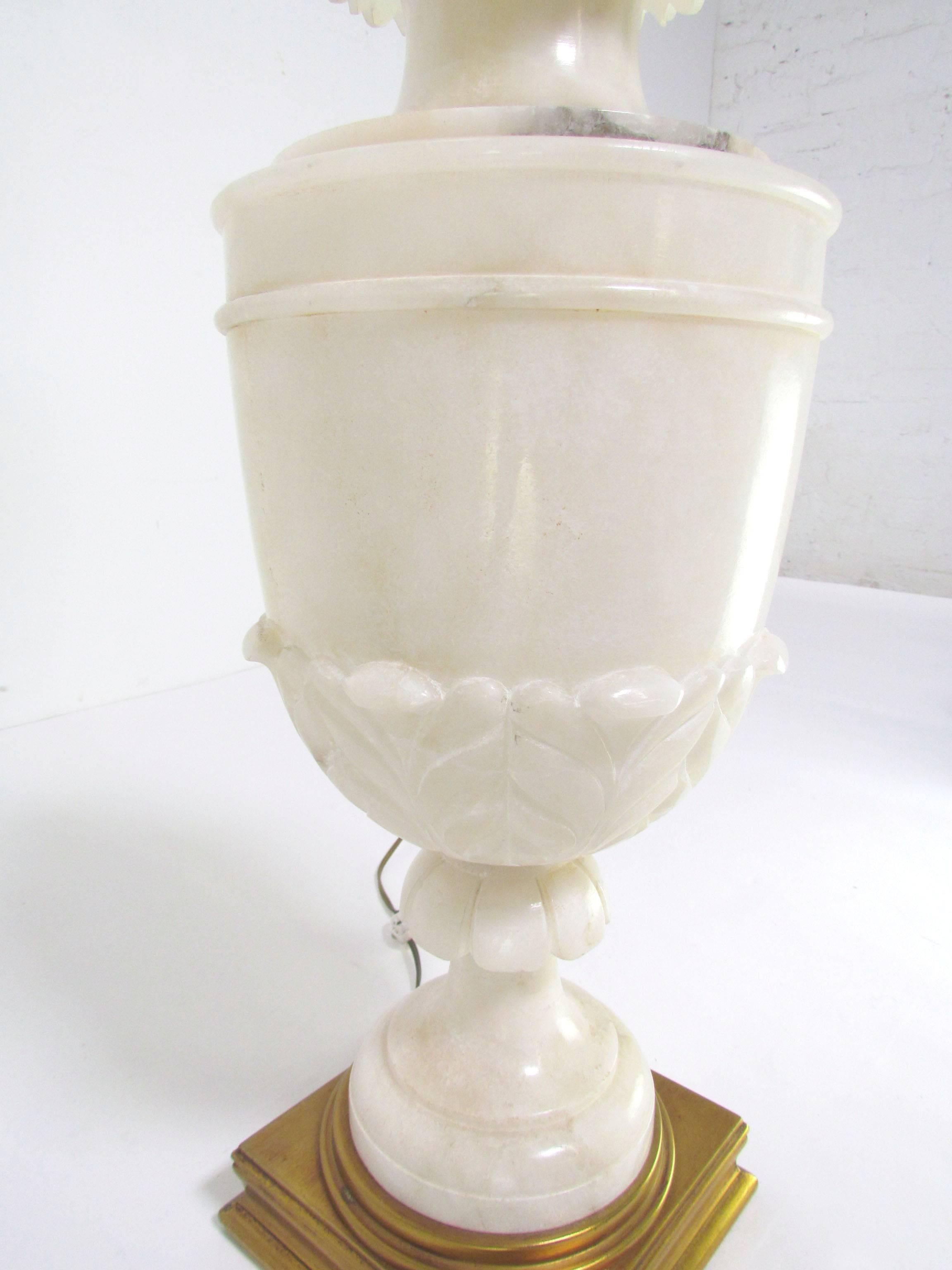 American Carved Alabaster Table Lamp by Marbro Lamp Co., circa 1950s