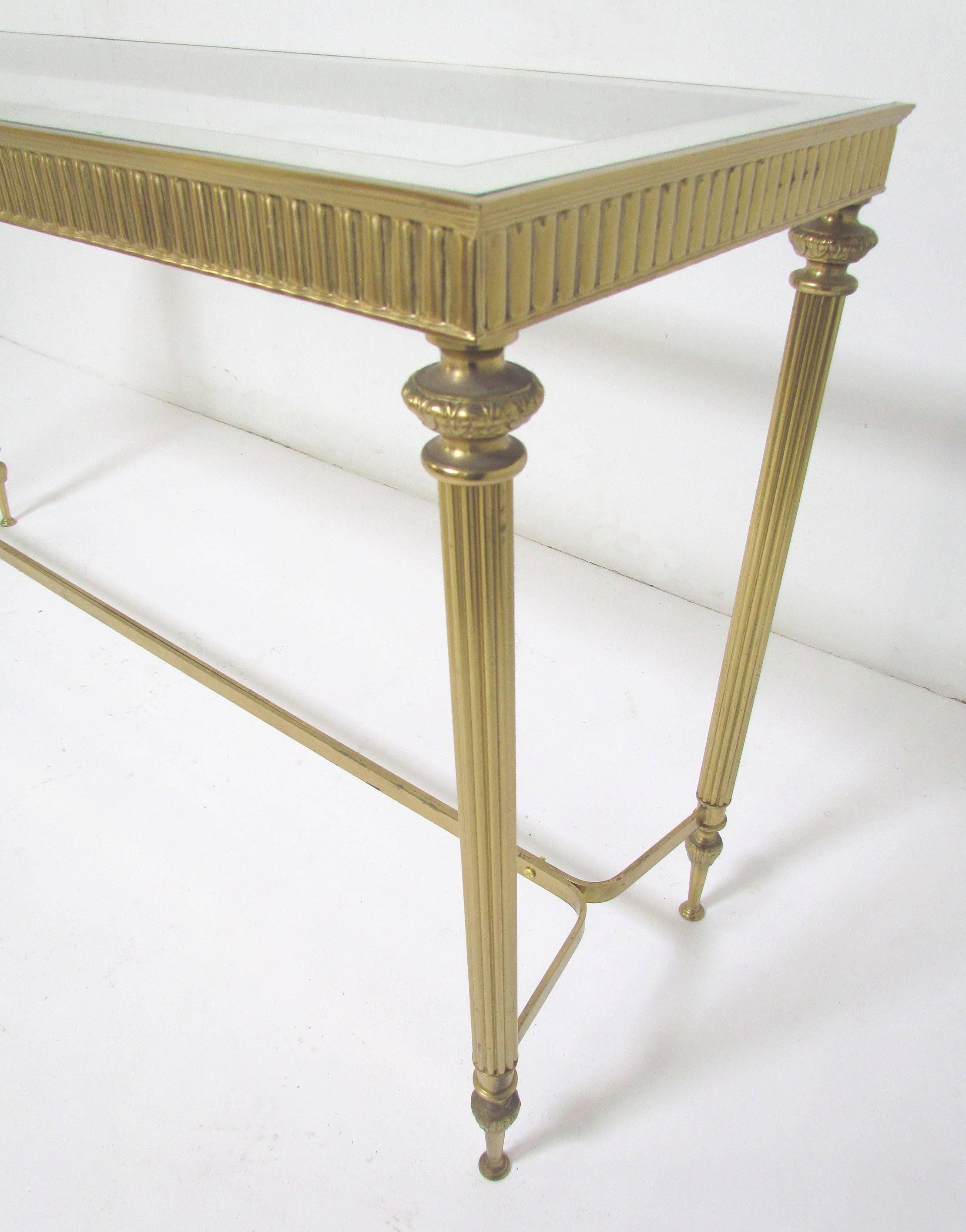 Hollywood Regency Brass Console or Sofa Table, circa 1960s In Good Condition In Peabody, MA
