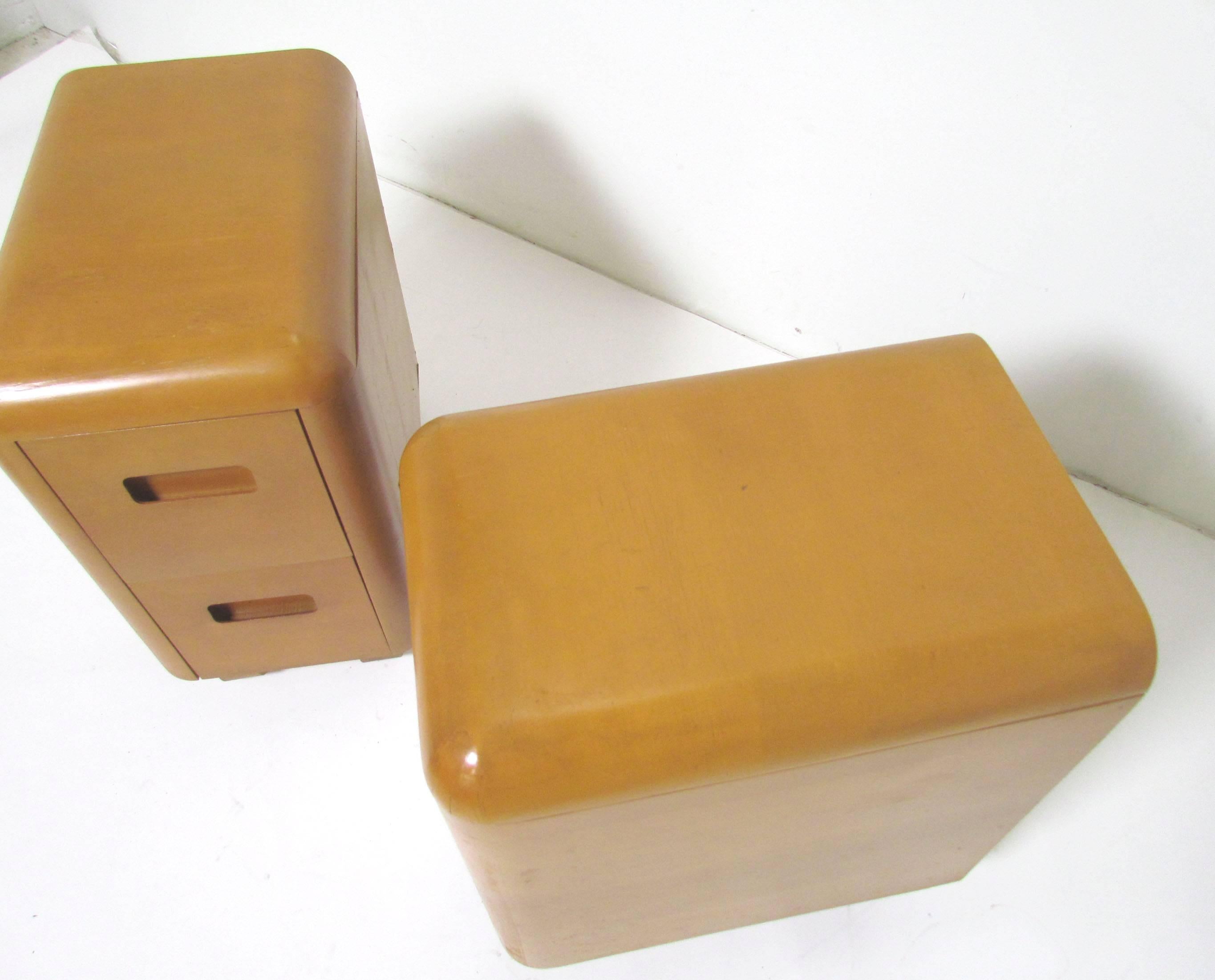 Pair of Plymodern Nightstands by Paul Goldman circa 1940s In Good Condition In Peabody, MA