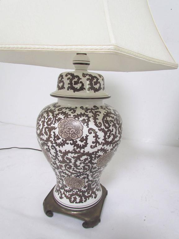 Pair of Ginger Jar Lamps with Silk Shades, circa 1960s at 1stDibs