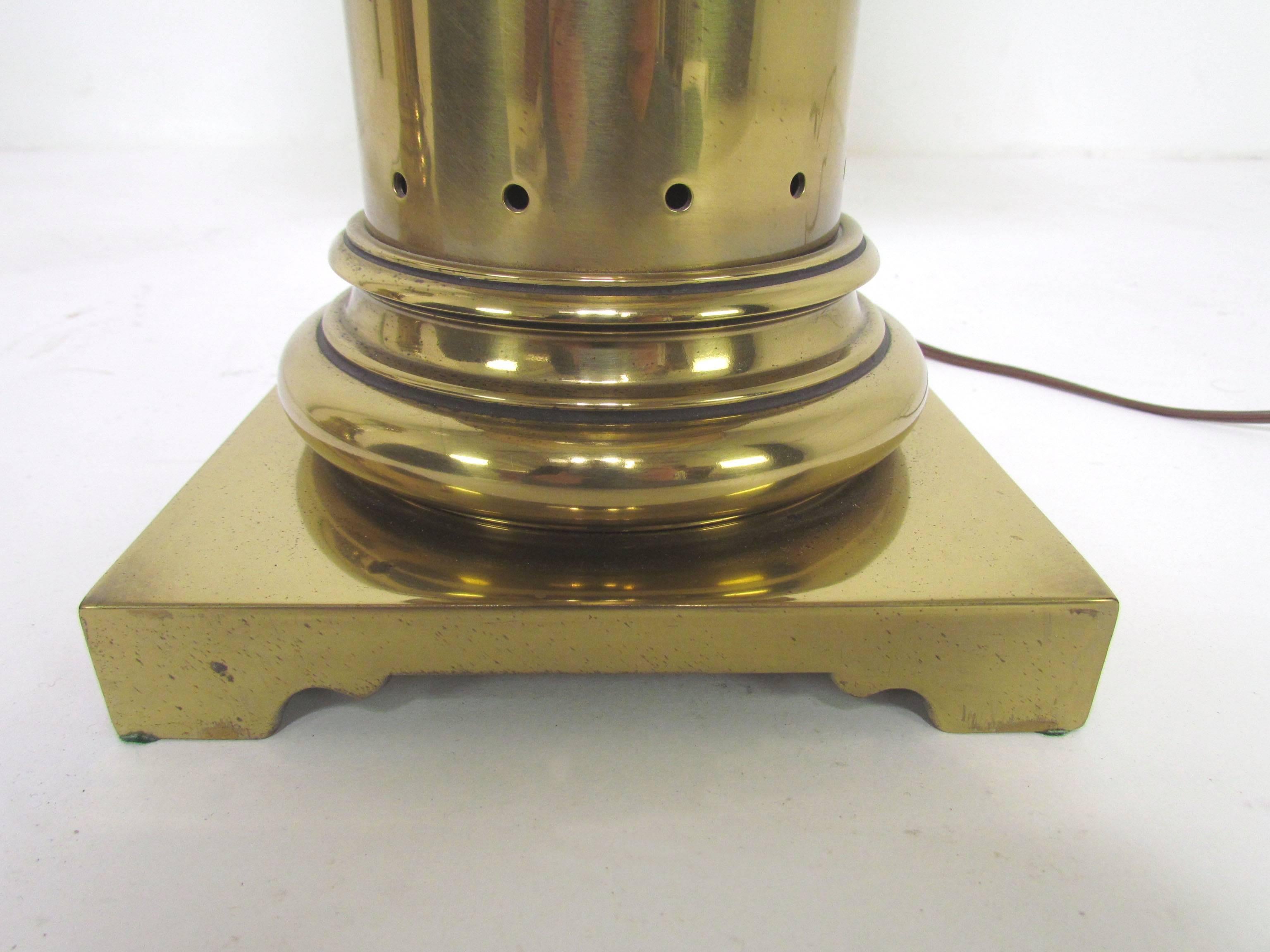 Pair of Brass Lantern Table Lamps by Stiffel, circa 1960s In Good Condition In Peabody, MA