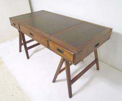 Mid-Century Partners Campaign Desk with Leather Top