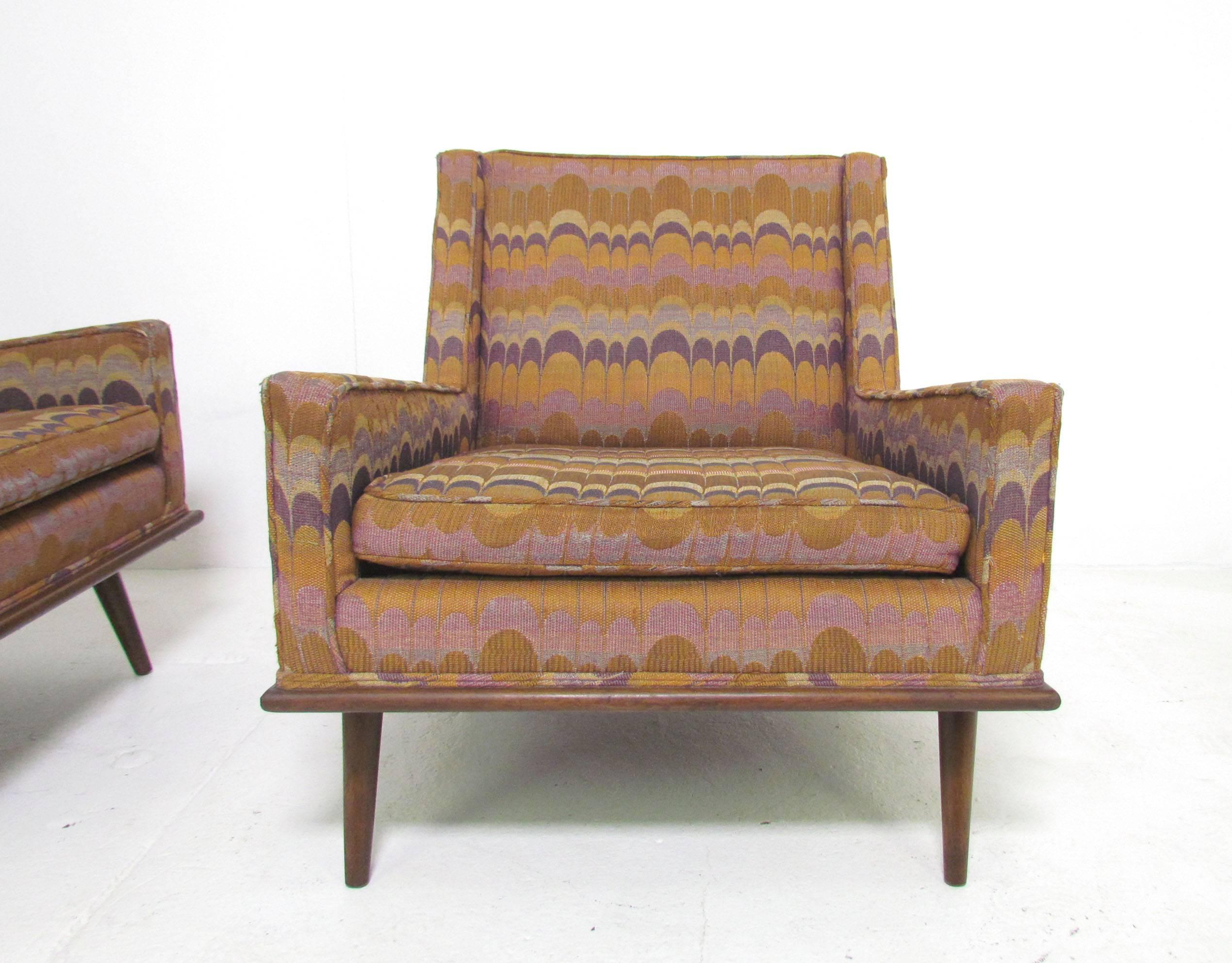 Upholstery Pair of Mid-Century Paul McCobb Style Lounge Armchairs